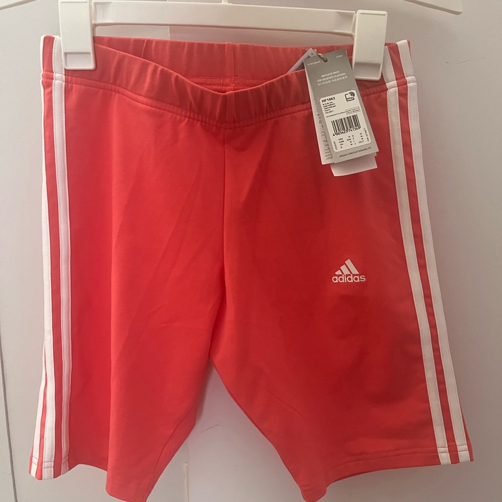 Coral pink, adidas bike shorts
